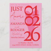 Moderne Minimalistische Rode Roze Hart Foto Bruilo Kaart (Voorkant)