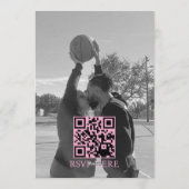 Moderne Minimalistische Rode Roze Hart Foto Bruilo Kaart (Achterkant)