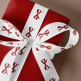 Moderne minimalistische rode strik Kerstcadeau ver Satijnen Lint