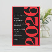 Moderne Minimalistische Rode Typografie Afstudeerf Kaart (Staand voorkant)