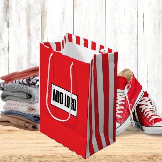 Moderne minimalistische rode witte strepen Busines Medium Cadeauzakje