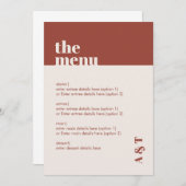 Moderne minimalistische roest terracotta bruiloft programmakaart (Voorkant / Achterkant)