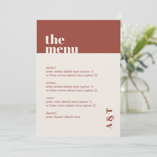 Moderne minimalistische roest terracotta bruiloft programmakaart (Staand voorkant)
