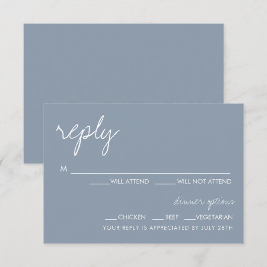 Moderne minimalistische roestbruine Kaart RSVP (Voorkant / Achterkant)