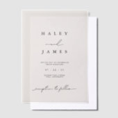 Moderne minimalistische romantische ivoren bruilof vellum uitnodigingen (Offset)