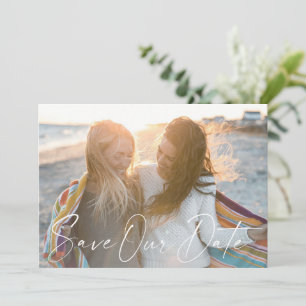 Moderne minimalistische romantische script overlay save the date