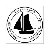 Moderne Minimalistische Ronde Rustieke Boot Retour Zelfinktende Stempel (Design)