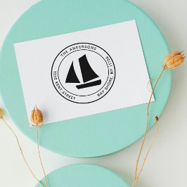 Moderne Minimalistische Ronde Rustieke Boot Retour Zelfinktende Stempel