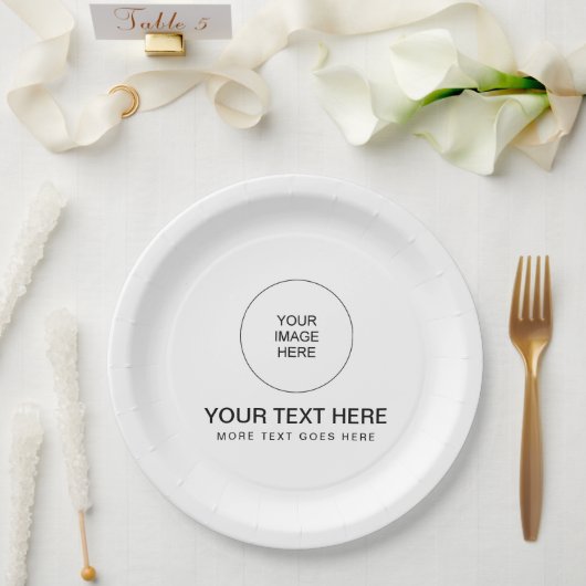  moderne minimalistische ronde Sjabloon Papieren Bordje (Huwelijk)