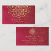 Moderne Minimalistische Rood Goud Lotus Yoga Instr Visitekaartje (Voorkant / Achterkant)