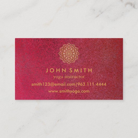 Moderne Minimalistische Rood Goud Lotus Yoga Instr Visitekaartje (Achterkant)