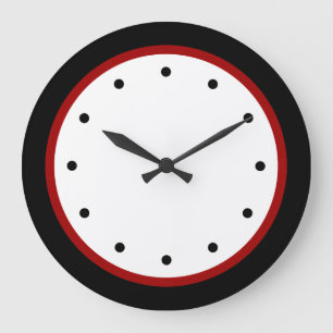 Moderne minimalistische rood zwart witte wandklokk grote klok