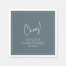 Moderne minimalistische rook blauwe bruiloft servet