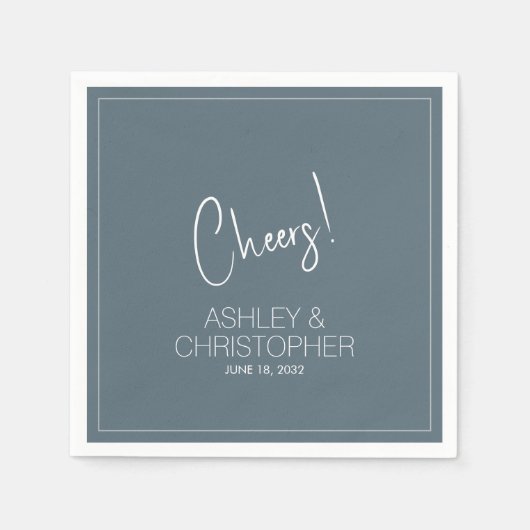 Moderne minimalistische rook blauwe bruiloft servet (Voorkant)