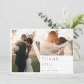 Moderne, minimalistische Roos bruiloft foto Bedankkaart (Staand voorkant)