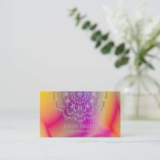 Moderne minimalistische Roos Gold Lotus Yoga Instr Visitekaartje (Staand voorkant)