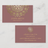 Moderne minimalistische Roos Gold Lotus Yoga Instr Visitekaartje (Voorkant / Achterkant)