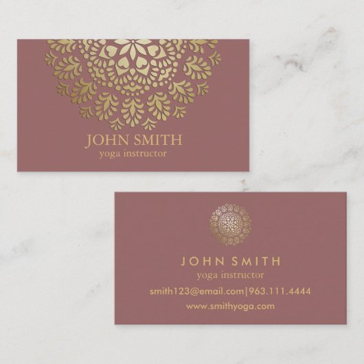 Moderne minimalistische Roos Gold Lotus Yoga Instr Visitekaartje (Voorkant / Achterkant)