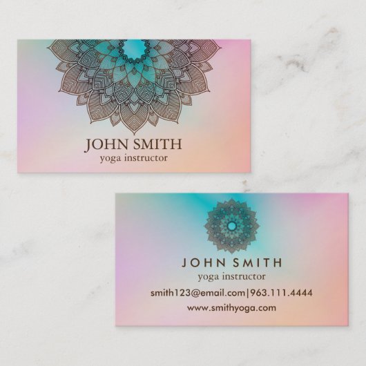 Moderne minimalistische Roos Gold Lotus Yoga Instr Visitekaartje (Voorkant / Achterkant)