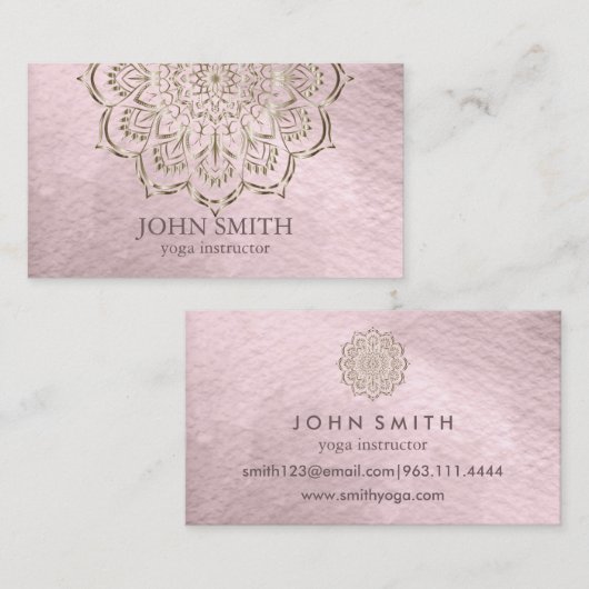 Moderne minimalistische Roos Gold Lotus Yoga Instr Visitekaartje (Voorkant / Achterkant)