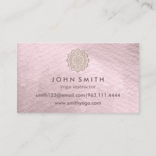 Moderne minimalistische Roos Gold Lotus Yoga Instr Visitekaartje (Achterkant)