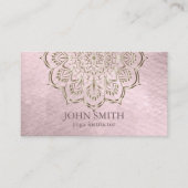 Moderne minimalistische Roos Gold Lotus Yoga Instr Visitekaartje (Voorkant)