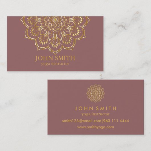 Moderne minimalistische Roos Gold Lotus Yoga Instr Visitekaartje (Voorkant / Achterkant)