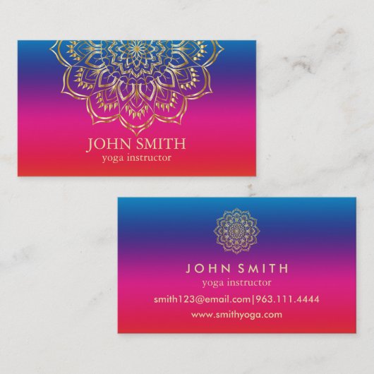 Moderne minimalistische Roos Gold Lotus Yoga Instr Visitekaartje (Voorkant / Achterkant)