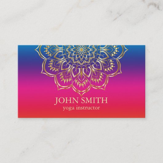 Moderne minimalistische Roos Gold Lotus Yoga Instr Visitekaartje (Voorkant)