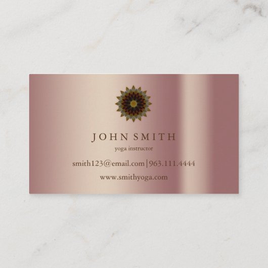 Moderne minimalistische Roos Gold Lotus Yoga Instr Visitekaartje (Achterkant)