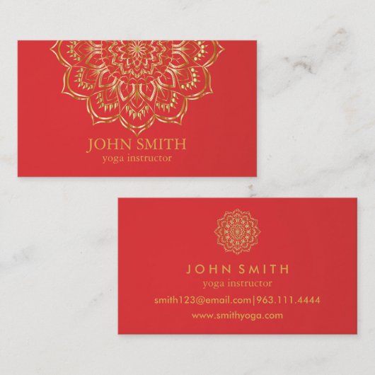 Moderne minimalistische Roos Gold Lotus Yoga Instr Visitekaartje (Voorkant / Achterkant)