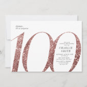 Moderne minimalistische roos gouden glitter 100e v kaart (Voorkant)