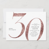 Moderne minimalistische roos gouden glitter 30e ve kaart (Voorkant)