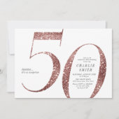 Moderne minimalistische roos gouden glitter 50e ve kaart (Voorkant)