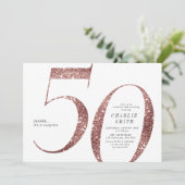 Moderne minimalistische roos gouden glitter 50e ve kaart (Staand voorkant)