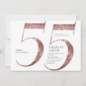Moderne minimalistische roos gouden glitter 55e ve kaart (Voorkant)