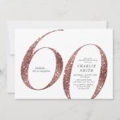 Moderne minimalistische roos gouden glitter 60e ve kaart (Voorkant)