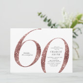 Moderne minimalistische roos gouden glitter 60e ve kaart (Staand voorkant)