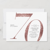 Moderne minimalistische roos gouden glitter 70e ve kaart (Voorkant)