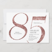 Moderne minimalistische roos gouden glitter 85e ve kaart (Voorkant)