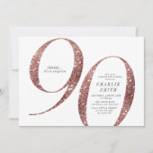 Moderne minimalistische roos gouden glitter 90e ve kaart (Voorkant)