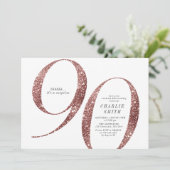 Moderne minimalistische roos gouden glitter 90e ve kaart (Staand voorkant)