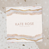 Moderne minimalistische Roos gouden glitter agaat Vierkante Visitekaartje