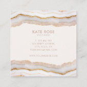 Moderne minimalistische Roos gouden glitter agaat Vierkante Visitekaartje (Achterkant)