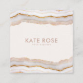 Moderne minimalistische Roos gouden glitter agaat Vierkante Visitekaartje (Voorkant)