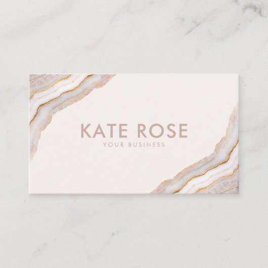 Moderne minimalistische Roos gouden glitter agaat Visitekaartje (Voorkant)