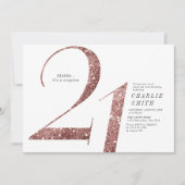 Moderne, minimalistische roos goudglitter 21ste ve kaart (Voorkant)