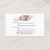 Moderne Minimalistische Rose Gouden Wassen Make-up Aanbevelingskaartje (Achterkant)