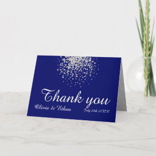 Moderne minimalistische Royal Blue en Silver Glitt Bedankkaart