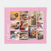 Moderne Minimalistische Roze 10 Foto Collage Met N Fleece Deken (Voorkant (Horizontaal))